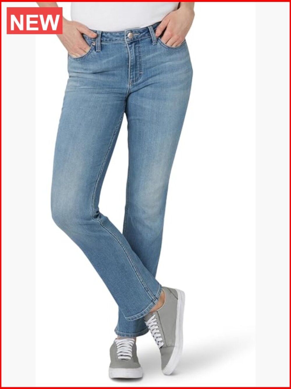 Mid Rise Straight Leg Jean, 78% Cotton, 20% Polyester, 2% Spandex